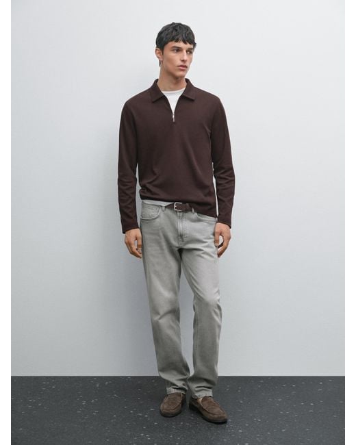 Polo Cremallera Manga Larga MASSIMO DUTTI de hombre de color Gris