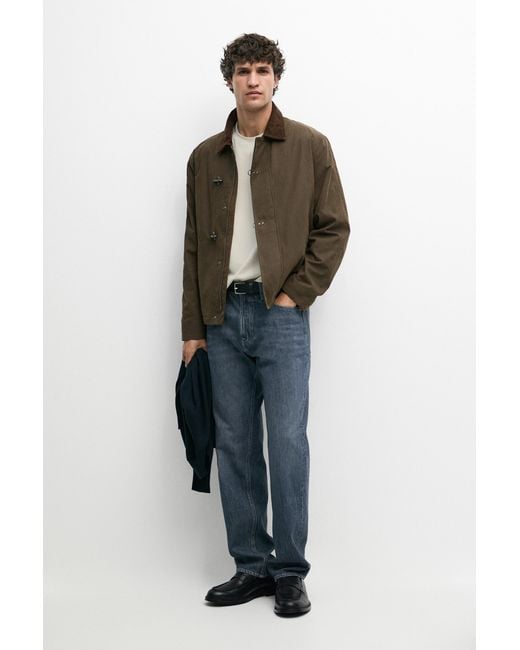 MASSIMO DUTTI Multicolor Jacket With Leather Collar Detail for men