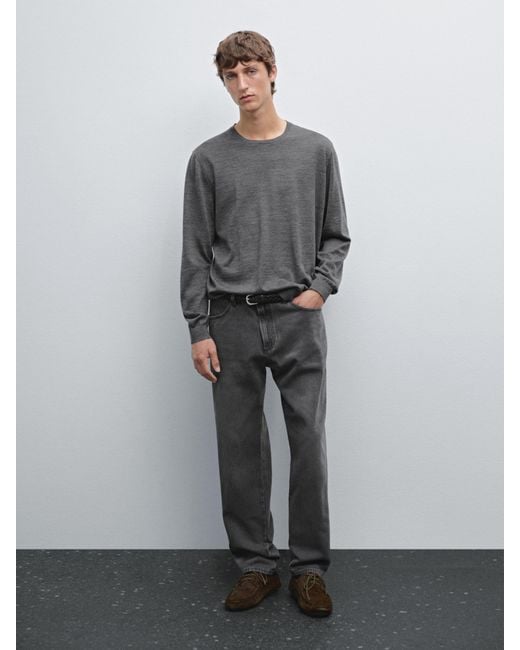 Pull En Maille 100 Laine Mérinos MASSIMO DUTTI pour homme en coloris Gray