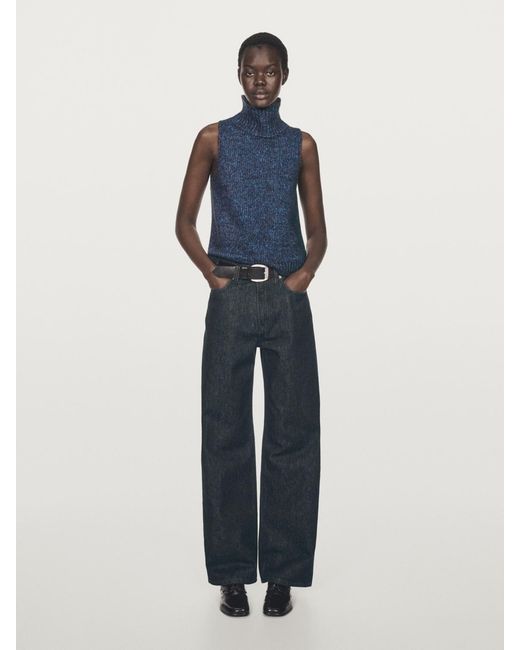 MASSIMO DUTTI Blue Turtleneck Knit Vest