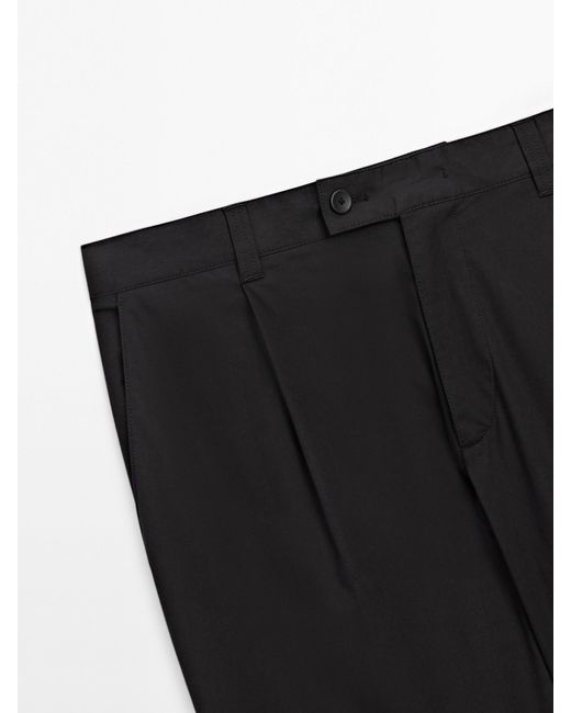 MASSIMO DUTTI Black Relaxed Fit Darted Trousers for men