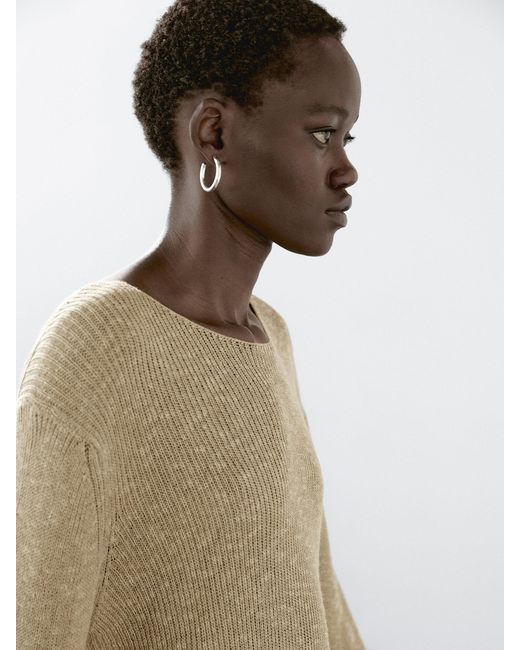 MASSIMO DUTTI Brown Strickpullover Aus Baumwollmischgewebe