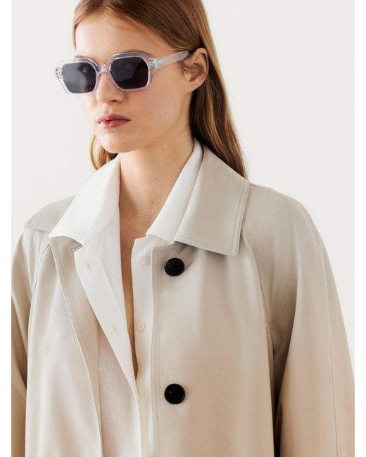 MASSIMO DUTTI Natural Long Flowing Trench Coat With Belt Detail