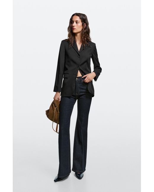 MASSIMO DUTTI Black High-Waist Skinny Flare Jeans