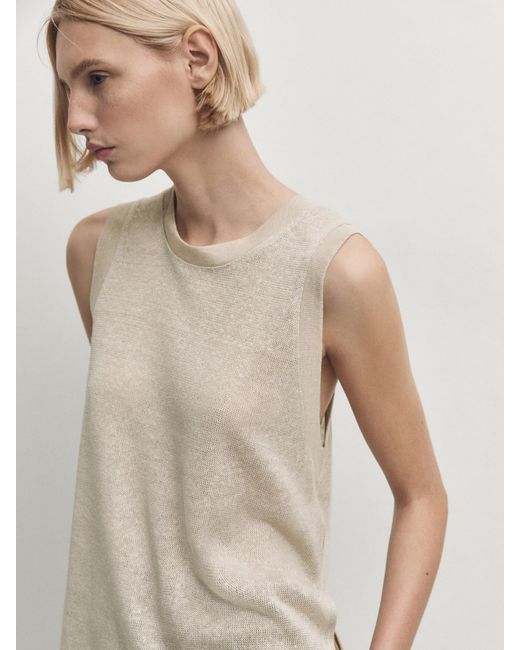 MASSIMO DUTTI White Sleeveless Top With Opening Detail