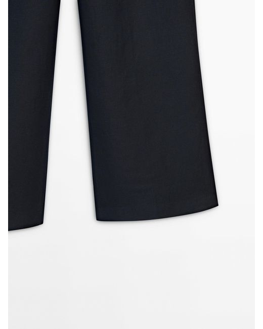 MASSIMO DUTTI Blue Straight Fit Co-Ord Trousers