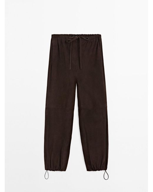 MASSIMO DUTTI Suède Leren Parachutebroek in het White
