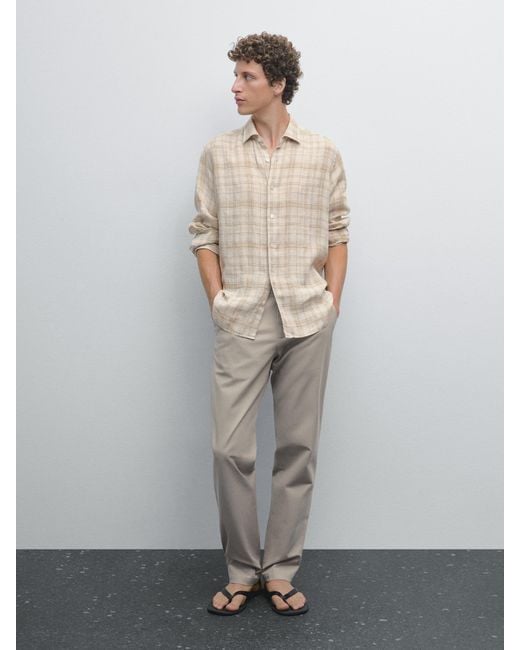 Pantaloni Testurizzati Slim Fit di MASSIMO DUTTI in White da Uomo