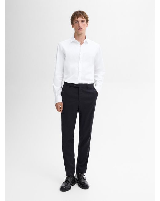 Camisa Popelín Slim Fit 100% Algodón MASSIMO DUTTI de hombre de color White