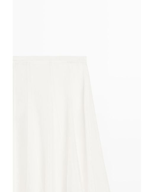 MASSIMO DUTTI White Flowy Flared Midi Skirt