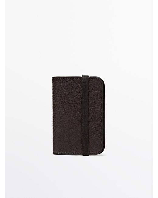 MASSIMO DUTTI White Nappa Leather Card Holder With Flap for men