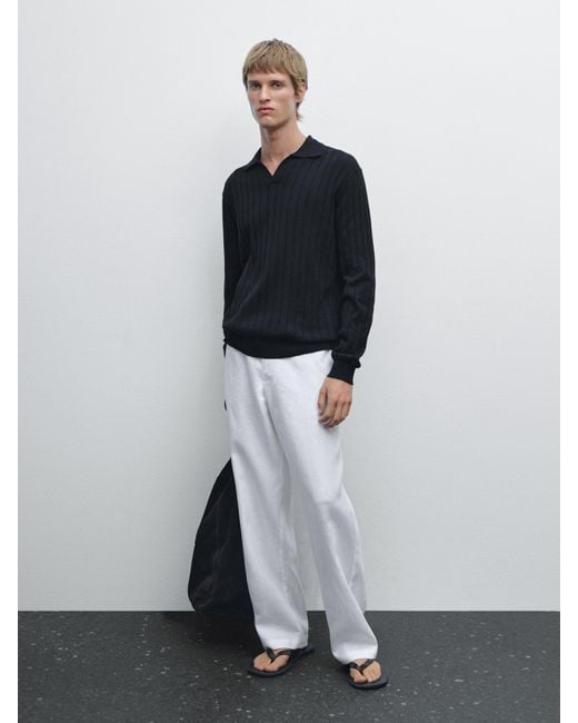 MASSIMO DUTTI Multicolor Long Sleeve Polo Sweater for men
