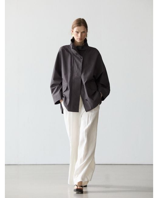 MASSIMO DUTTI White Short Cotton Cape Jacket