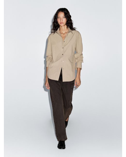 MASSIMO DUTTI White Langes Popelinhemd Aus 100 Baumwolle