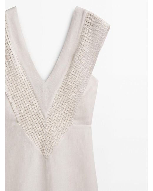 MASSIMO DUTTI Long Dress With Crochet Detail in White Lyst