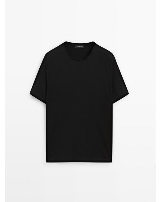 MASSIMO DUTTI Regular Fit T-Shirt Met Ronde Hals in het Black voor heren