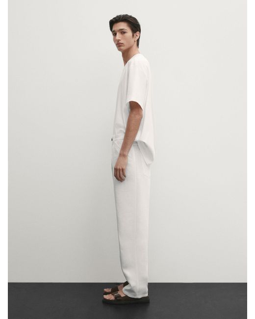 MASSIMO DUTTI Wide Fit 100% Linen Trousers -Studio - Weiss - 36 in White für Herren