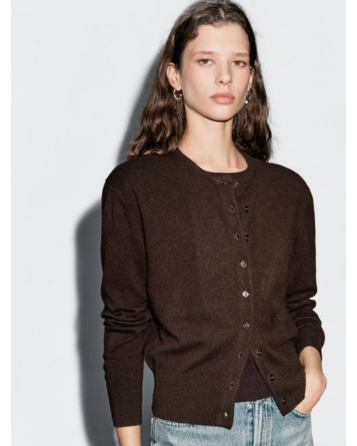 MASSIMO DUTTI Black Wool Blend Knit Cardigan
