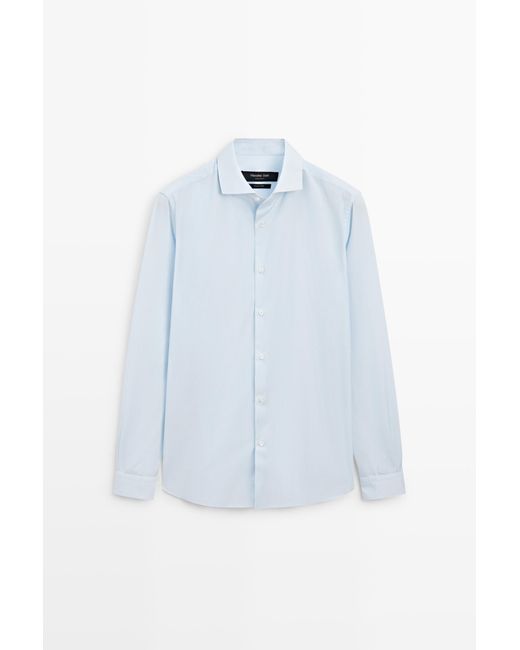 MASSIMO DUTTI Blue Slim Fit Gingham Check Shirt for men