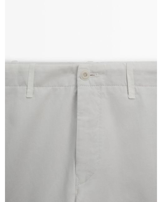 MASSIMO DUTTI White Linen And Cotton Blend Tapered-Fit Chinos for men