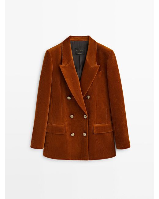 MASSIMO DUTTI Brown Corduroy Suit Blazer