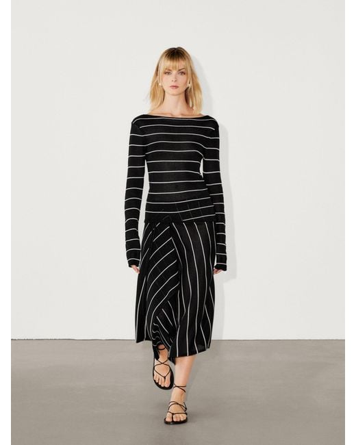 MASSIMO DUTTI Natural Striped Knit Co-Ord Skirt With Tie