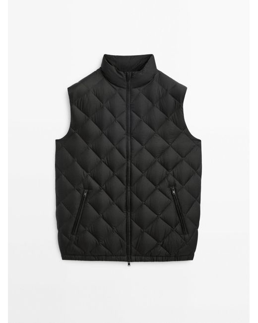 MASSIMO DUTTI Extra Lightweight Ripstop Gilet With Down And Feathers  Padding in Black for Men | Lyst