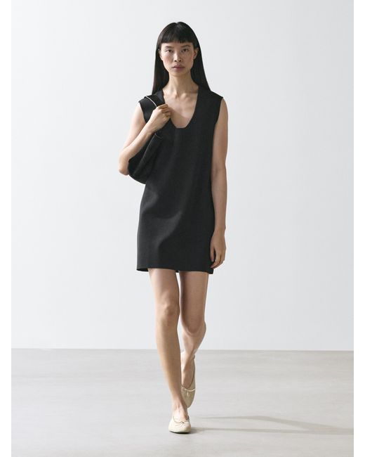 MASSIMO DUTTI Black Flowing Mini Dress