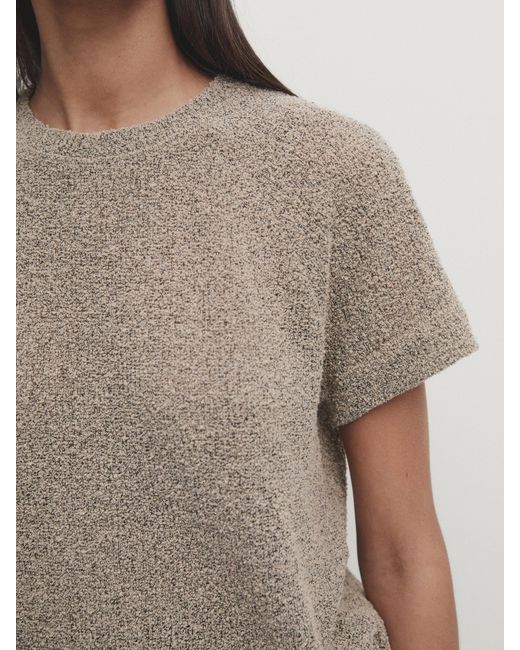 MASSIMO DUTTI Natural Textured Short Sleeve T-Shirt
