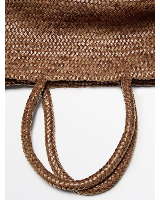 MASSIMO DUTTI White Medium Braided Nappa Tote Bag