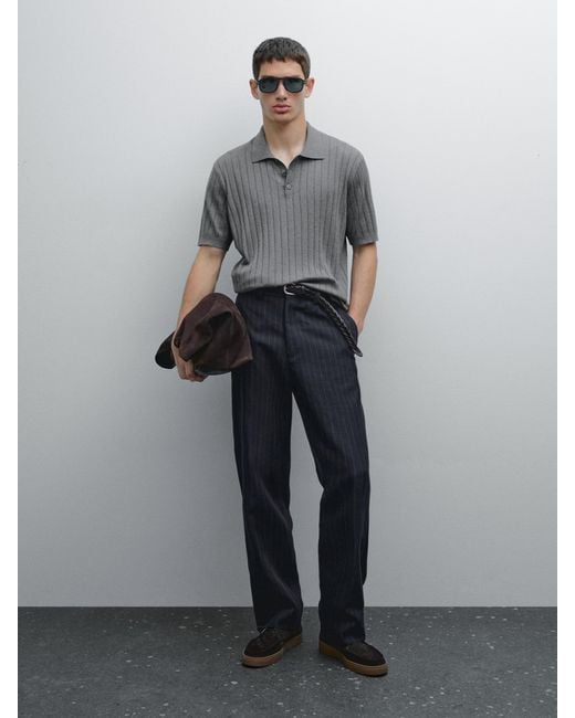 Polo Punto Canalé MASSIMO DUTTI de hombre de color Gray