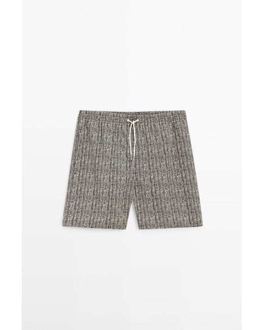 MASSIMO DUTTI Gray Herringbone Print Swim Trunks for men