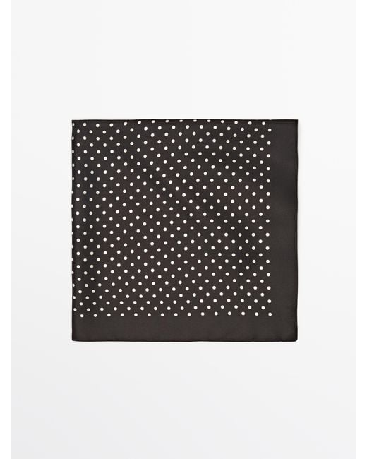 MASSIMO DUTTI Black Polka Dot Print 100% Silk Scarf