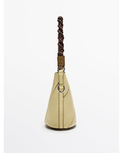MASSIMO DUTTI Metallic Nappa Leather Crossbody Bag With Woven Strap
