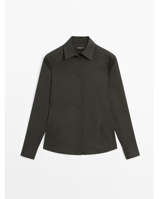 MASSIMO DUTTI Stretch Overhemd Van Katoenmix in het Green