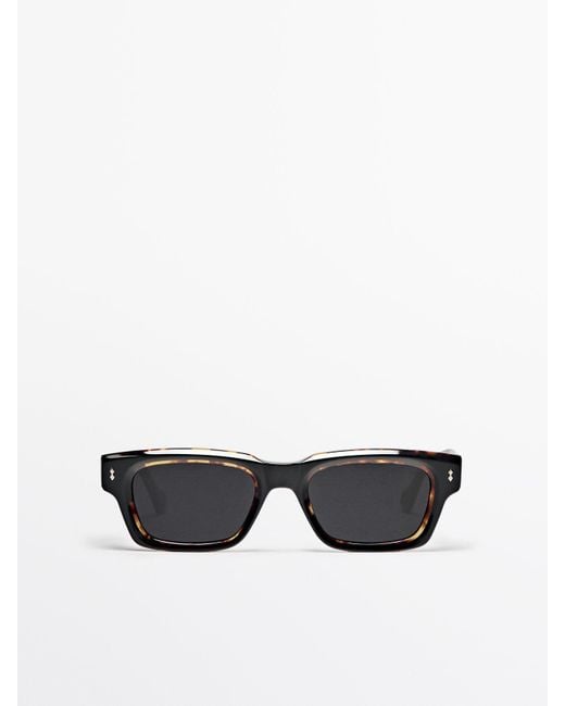 MASSIMO DUTTI White Narrow Straight Tortoiseshell-Effect Sunglasses for men