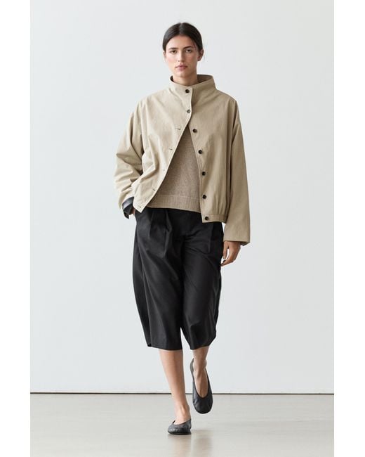 MASSIMO DUTTI Natural Funnel Neck Bomber Jacket