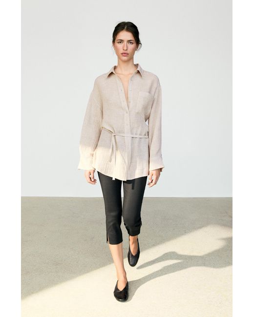 MASSIMO DUTTI White 100% Linen Overshirt