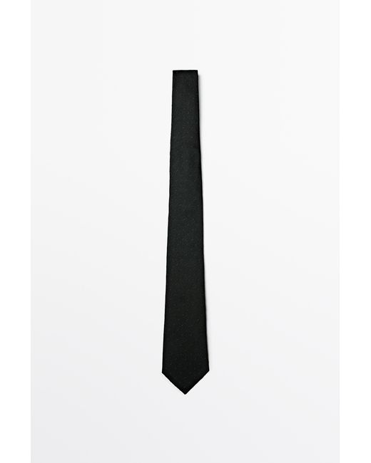 MASSIMO DUTTI Black 100% Silk Tie for men