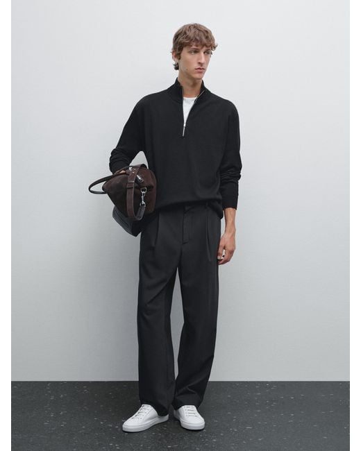 Pull En Maille À Col Camionneur Zippé MASSIMO DUTTI pour homme en coloris Black