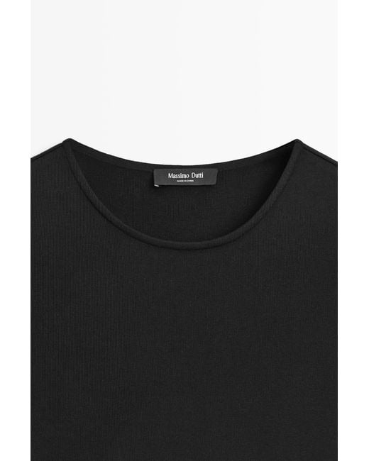 MASSIMO DUTTI Black Long Contrast Pleated Dress