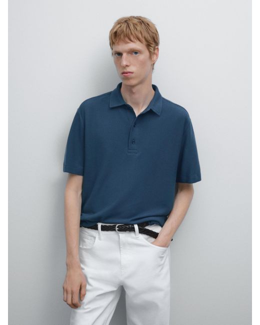 Polo Manches Courtes Texturé MASSIMO DUTTI pour homme en coloris Blue