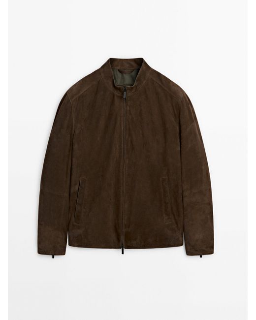 MASSIMO DUTTI Brown Suede Leather Jacket for men