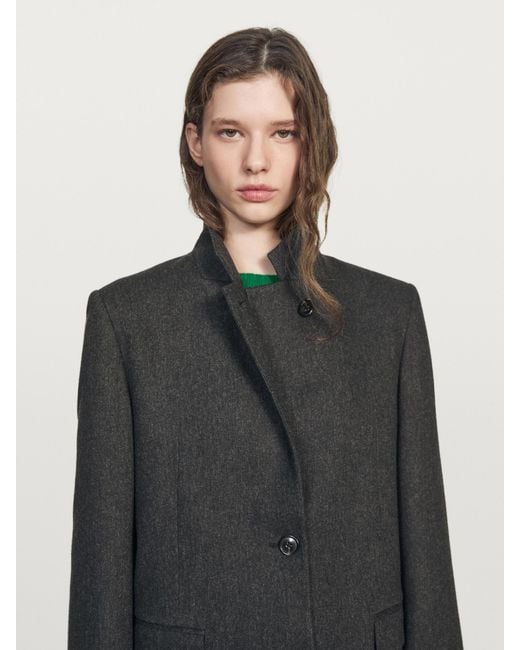 MASSIMO DUTTI Black Wool Blend Three-Button Blazer