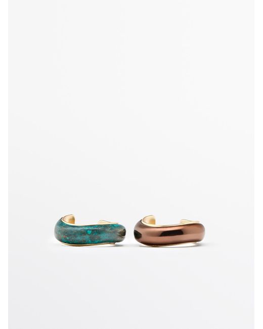 MASSIMO DUTTI White Pack Ringe Bronze-Effekt