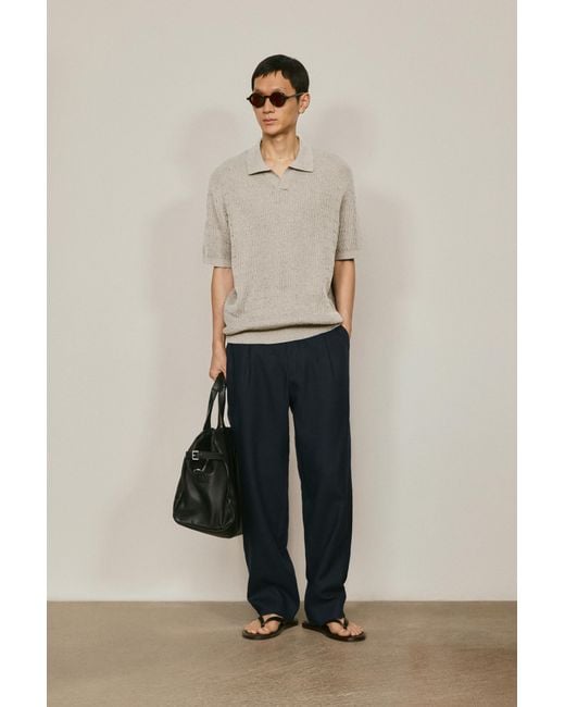 MASSIMO DUTTI Natural Cable-Knit Polo Sweater for men