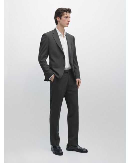 MASSIMO DUTTI Gray Cool Wool Suit Blazer for men