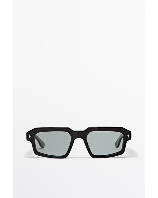 MASSIMO DUTTI Black Rectangular Sunglasses for men