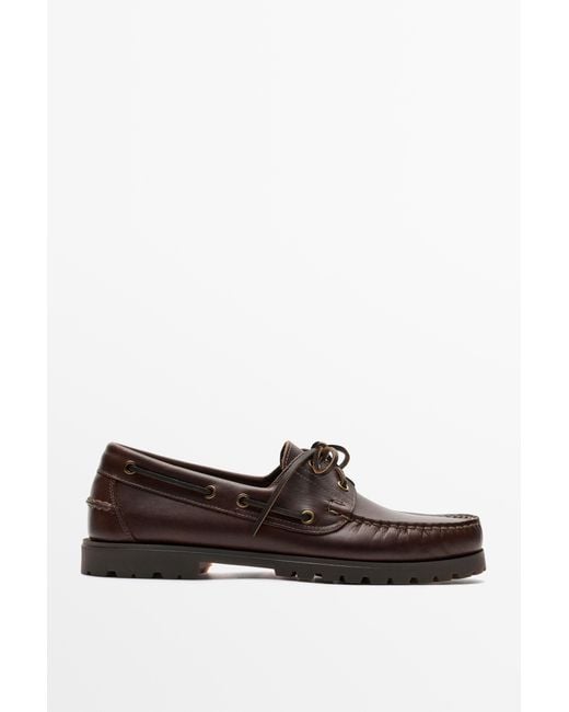 MASSIMO DUTTI Nappaleder-Bootsschuh in White für Herren