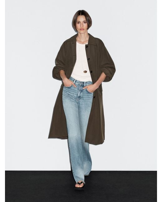 MASSIMO DUTTI White Water-Repellent Technical Fabric Trench Coat With Button Detail